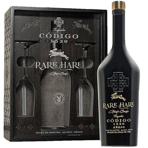 Código 1530 Playboy Rare Hare Añejo Tequila (2 Glasses)