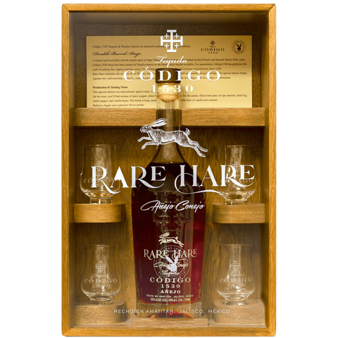 Código 1530 Playboy Rare Hare Añejo Tequila (4 Glasses)