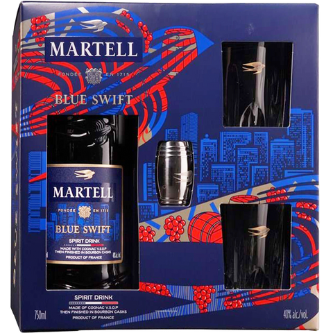 Martell Blue Swift Cognac Gift Set with Glasses