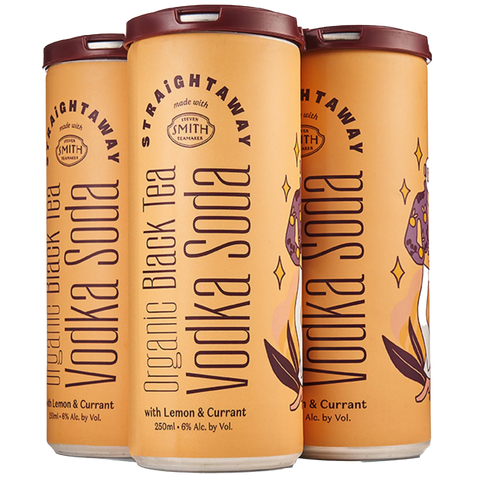Straightaway Organic Black Tea Vodka Soda 4 Pack