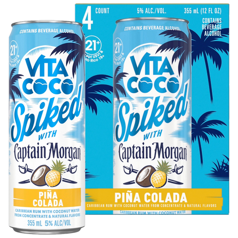 Vita Coco Spiked with Captain Morgan: Piña Colada (4 Pack Cans)
