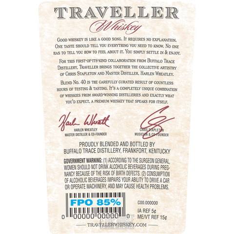 Traveller Whiskey Blend No. 40 Chris Stapleton