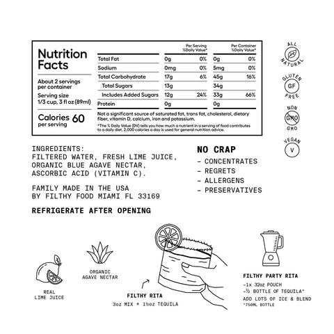 Filthy Foods Margarita Mix Pouches (6 Pack)