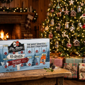 Ole Smoky 12 Days of Moonshine advent calendar gift by a fireplace and Christmas tree