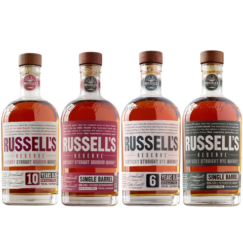 Russell's Reserve Top Shelf Whiskey 4 Bottle Collection