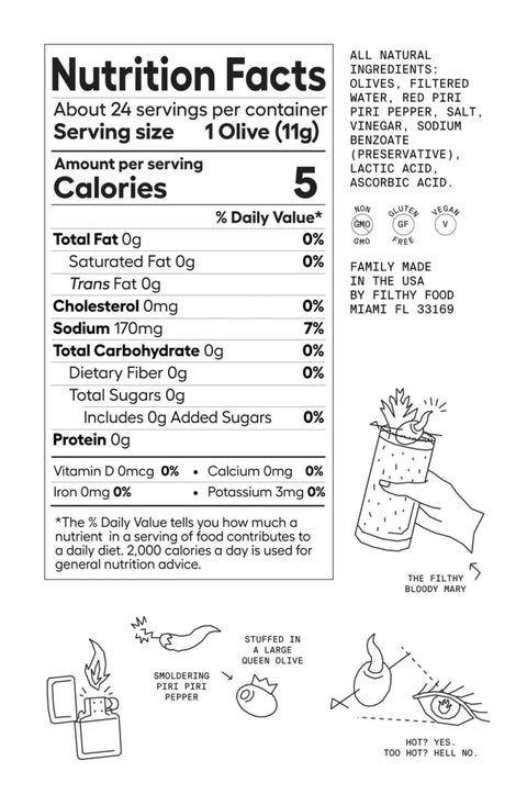 Filthy Foods Pepper Olives (Glass Jar)