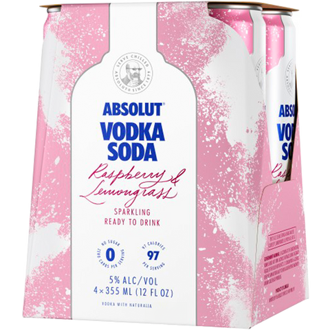 Absolut Raspberry & Lemongrass Vodka Soda 4 Pack Cans